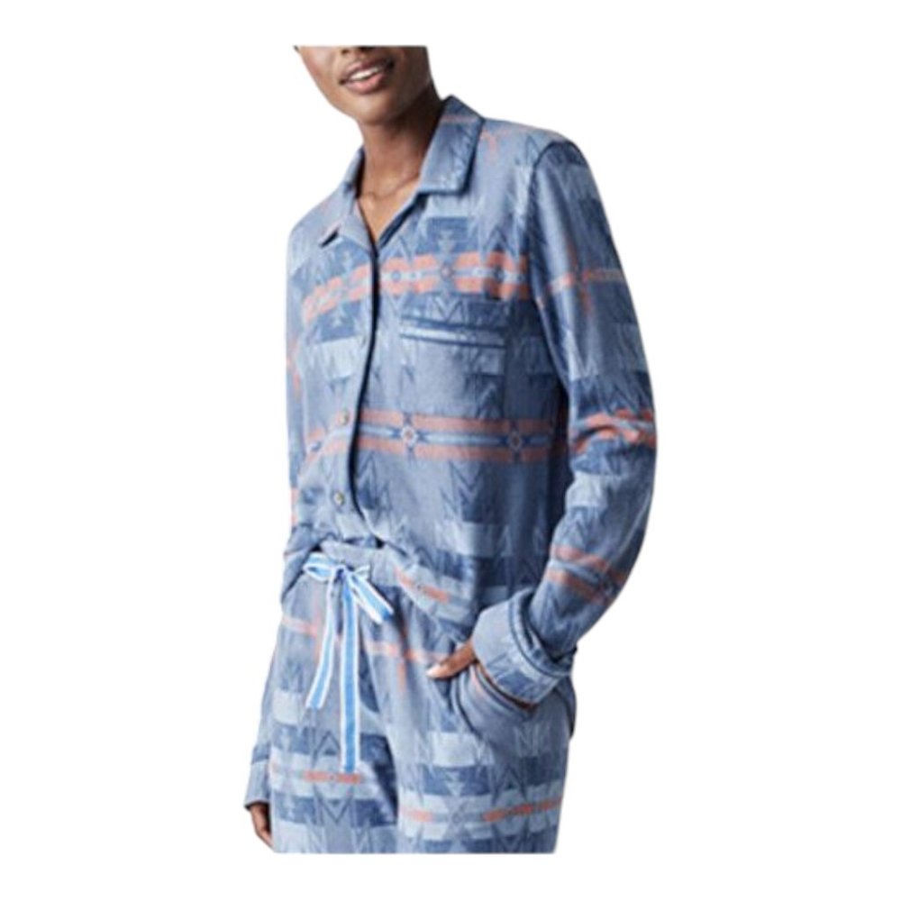 Faherty Long Sleeve Button Front Pajama Top NWOT Sunset Star Size M - Picture 2 of 6